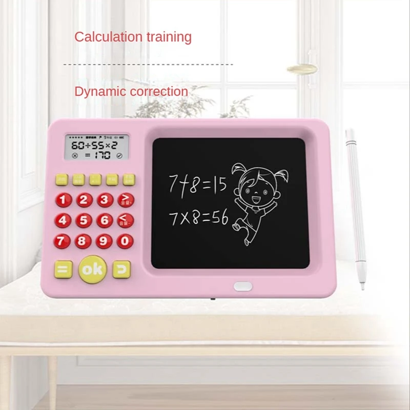 2 In 1 Children's Math Mouth Calculation Enlightenment Early Education Calculator Thinking Training Writing Pad