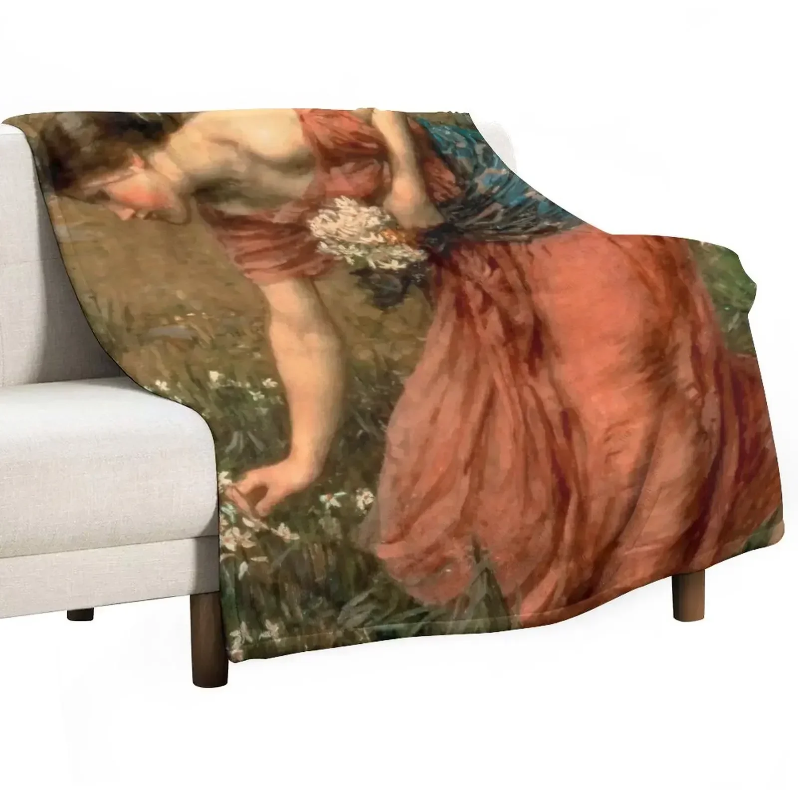 Narcissus by John William Waterhouse Throw Blanket For Baby Custom Bed linens Furry Blankets