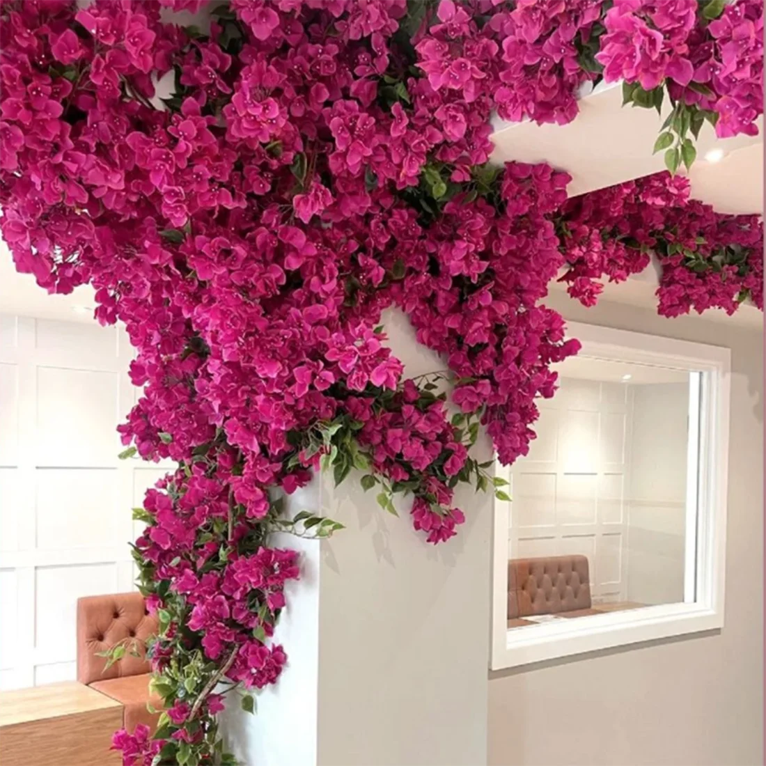 

Искусственный декор дерева Bougainvillea с 30 ветками + 4 лозами дерева, искусственные цветы Bougainvillea для свадьбы в помещении