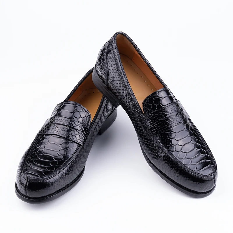 

Snake Pattern Leather Loafers Slip on Daily Casual Shoes Comfortable PU Lining New Trend Handmade Footwear