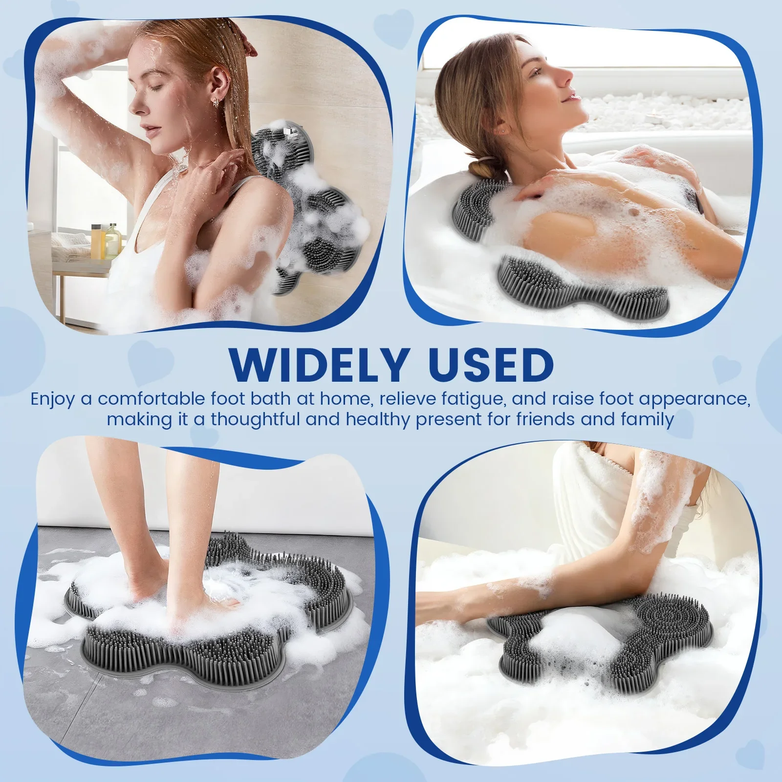 Silicone Foot Scrubber Exfoliating Shower Massage Scraper  Non-slip Wash Foot Pad Massage Shower Mat with Sucker Bathing Tool - view 5