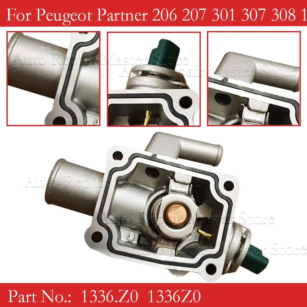 Aluminum Engine Coolant Thermostat with Housing 1336.Z0,1336Z0 For Peugeot Partner 206/207/301/307/308/1007 For Citroen C2 C3 C4