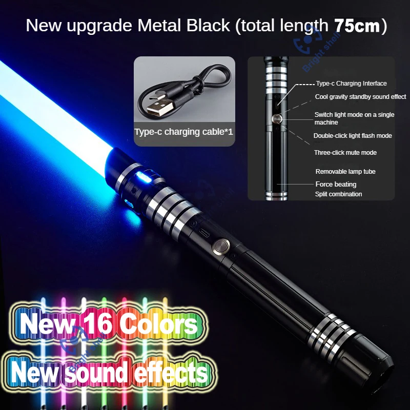 Metalen Lightsaber Laser Zwaard Speelgoed RGB Light Sabre 7 Kleurverandering Kids Soundfonts Force FX FOC Blaster Speelgoed Jedi Laser Zwaard Gift