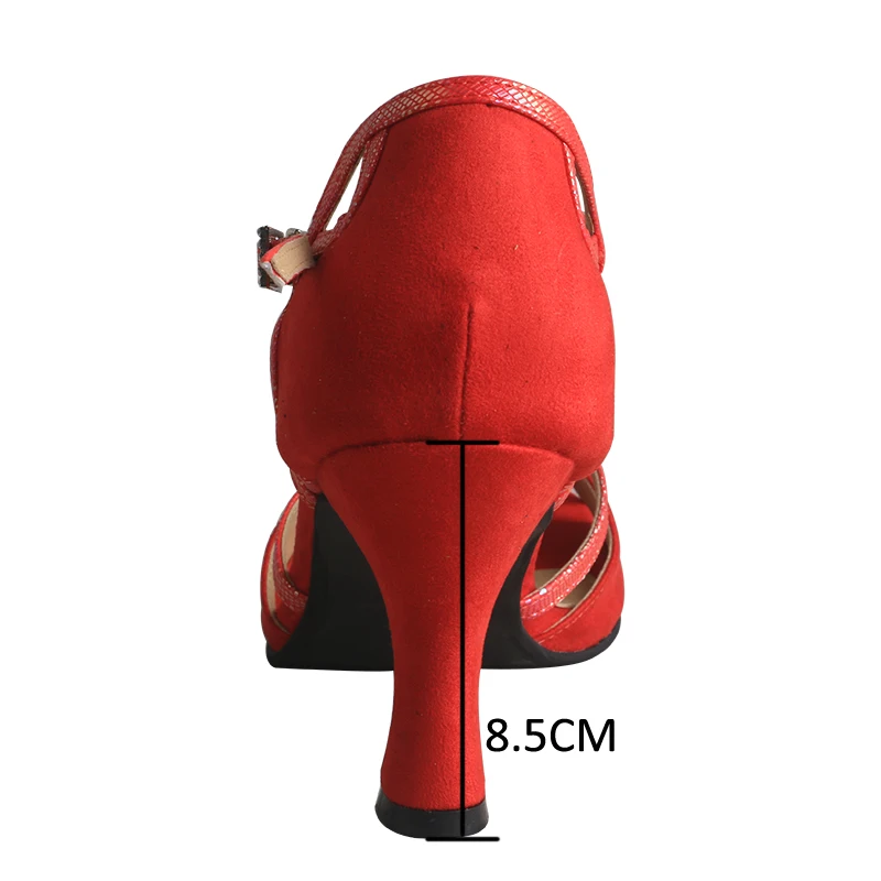 Op Maat Gemaakte Buik Ballroom Dansschoenen Vrouwen Rood Suede Danssandalen Zachte Zool