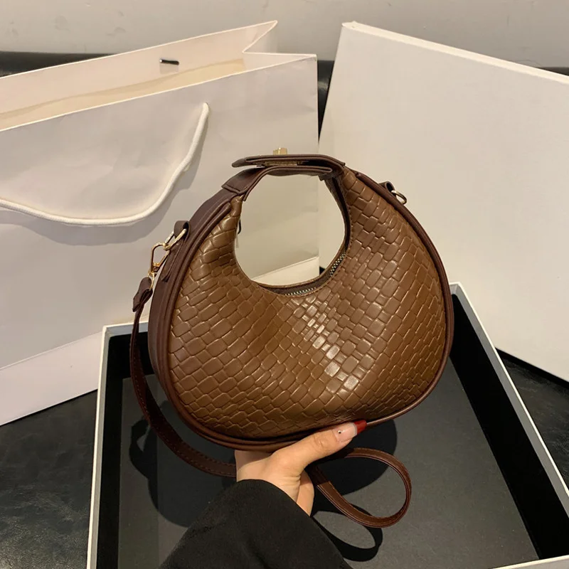 Mode Schwarz Halbmond Tasche Luxus Pu Leder Damen Geldbörsen und Handtaschen Umhängetaschen Frauen Schulter Taschen – Detail 32