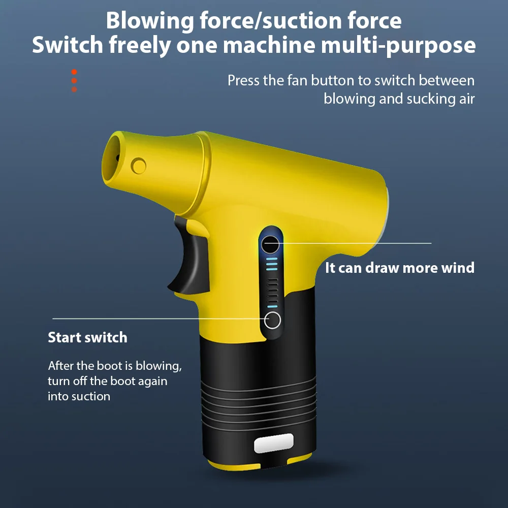 

Electric Air Duster 130000RPM Mini Turbo Fan Blowing and Suction Dual-purpose Dust Removal Jet Dry Blower Portable Handheld