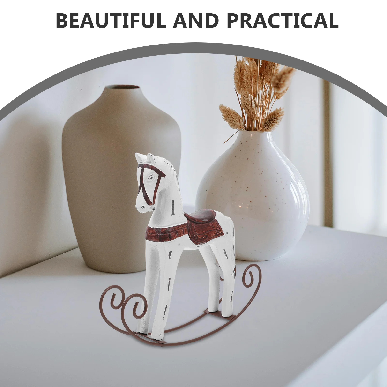 

Vintage Wooden Horse Retro Rocking Design Nordic Home Decor Desktop Ornament Children Room Decoration Wood Craft Gift
