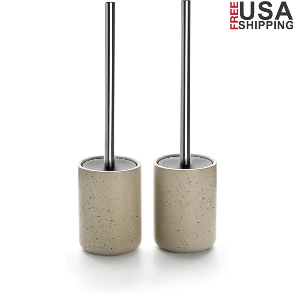

Керамический держатель для туалетной щетки, набор, ручка из нержавеющей стали, глубокая очистка, прочная конструкция с защелкой, силиконовая пробка для воды, ванная комната