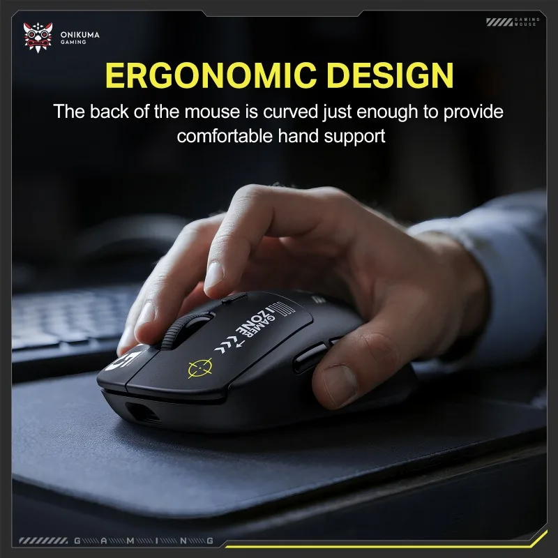 ONIKUMA DM05 Wireless Gaming Mouse Tri Mode 12000 DPI 1000Hz Rechargeable Wireless Ergonomic Programmable for PC Laptop Gamer