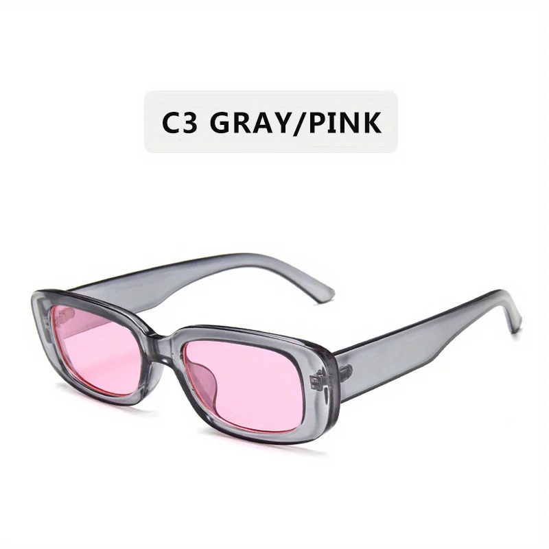 Rectangle Fashion Sunglasses For Women Men Retro 90S Vintage UV400 Sun Shades Glasses For Summer Beach Travel image 5