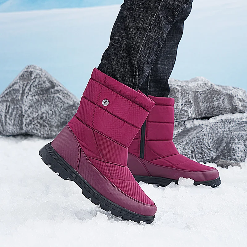 

Winter Men's and Women's Hiking Non-Slip Plus Velvet Warm Waterproof Cotton Shoes High-Top Snow Boots