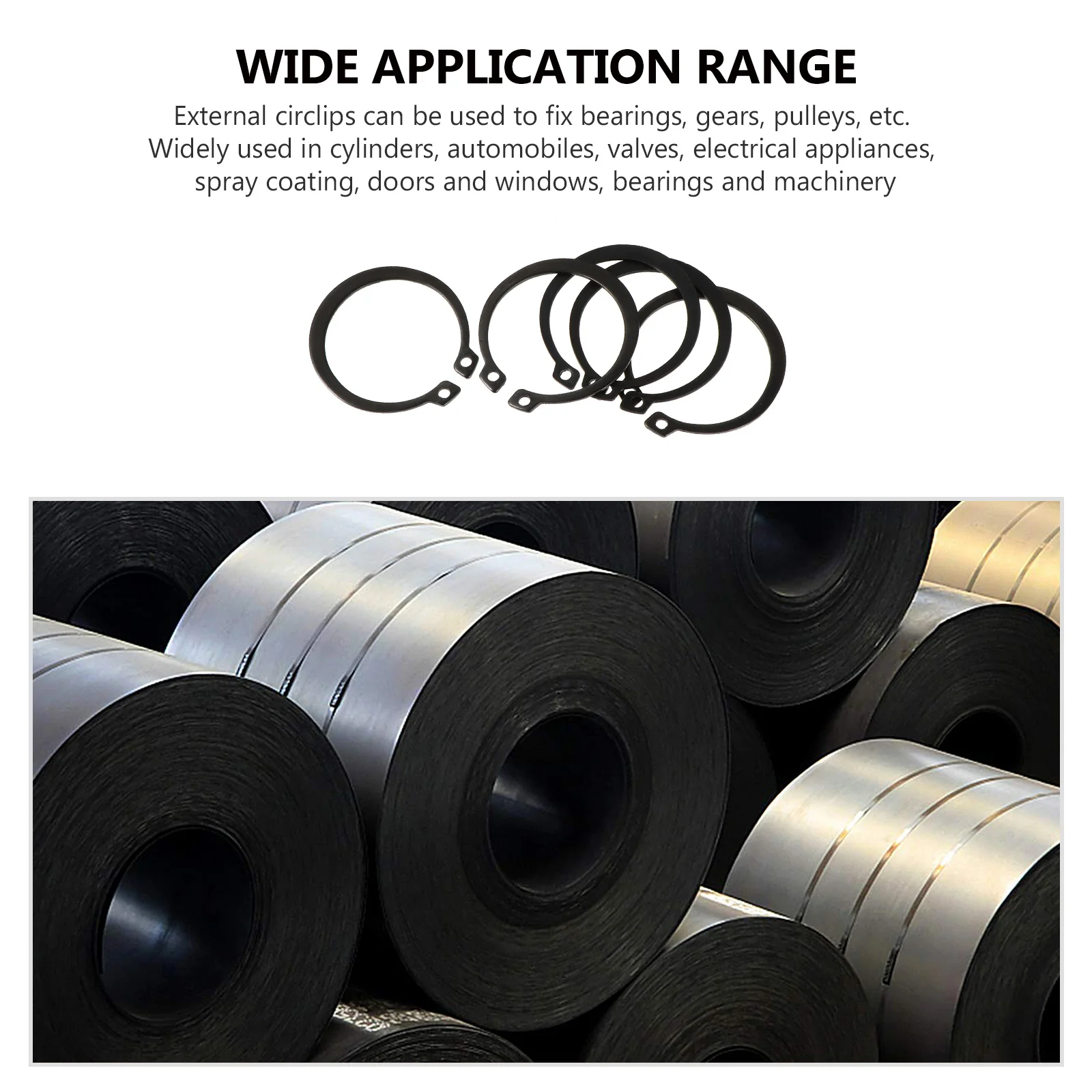 

225pcs External Retaining Ring Set Steel Circlip For Shaft Repair Snap Ring Assortment Tool Storage Case Hardware