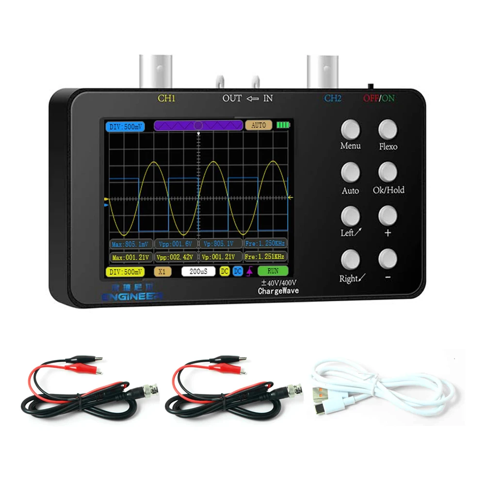 Portable Digital Oscilloscope 50M Sampling Rate 10M Analogue Bandwidth Handheld Current Oscilloscope Dual-channel Oscilloscope