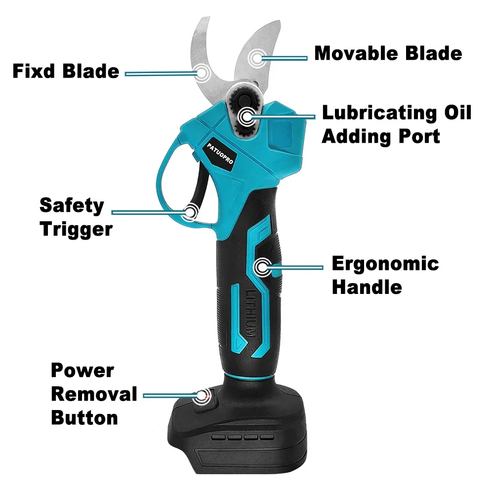 Imagem -04 - Patuopro-tesoura de Poda Elétrica sem Fio Pruner de Frutas Cisalhamento sem Escova Ferramenta de Poder para Makita Bateria 18v sem Bateria
