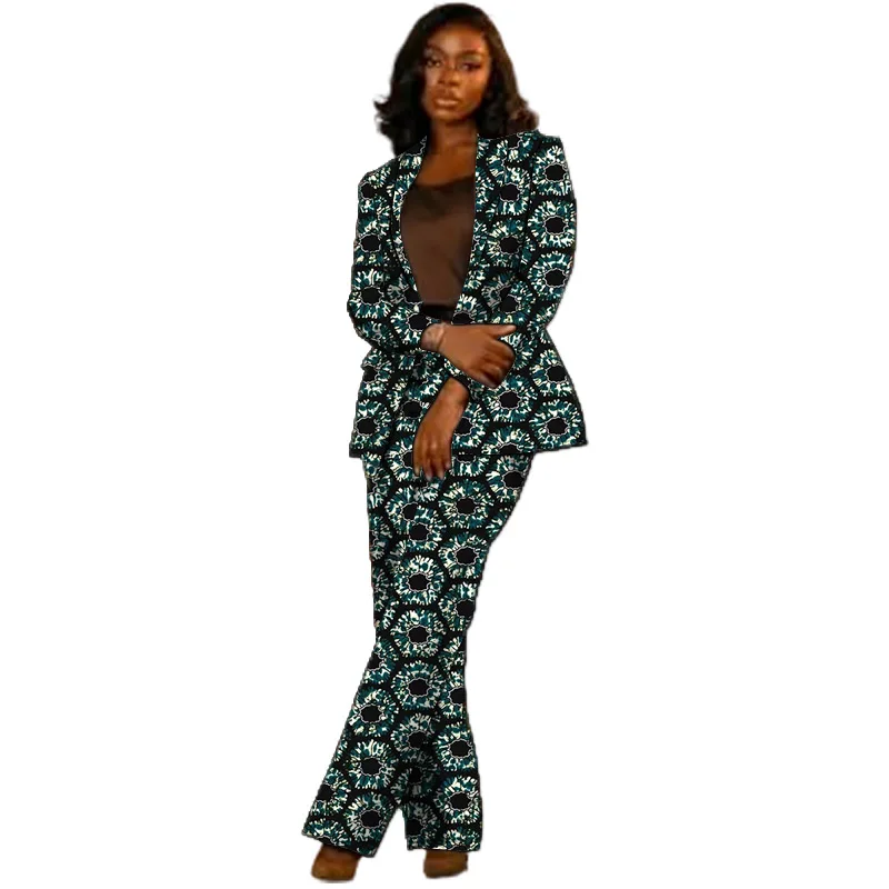 African Couture Women's Suit Ethnic Style Print Female Blazers With Pants Customized Ladies' Gown