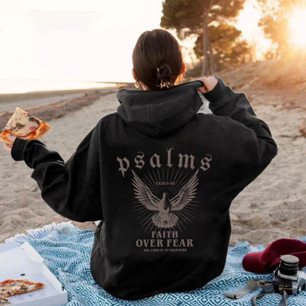 Sudadera con capucha de Faith Over Fear, camisa de versículo de la Biblia, ropa cristiana, Merch cristiano, Jesús es el rey, suéter motivacional, sudaderas con capucha religiosos