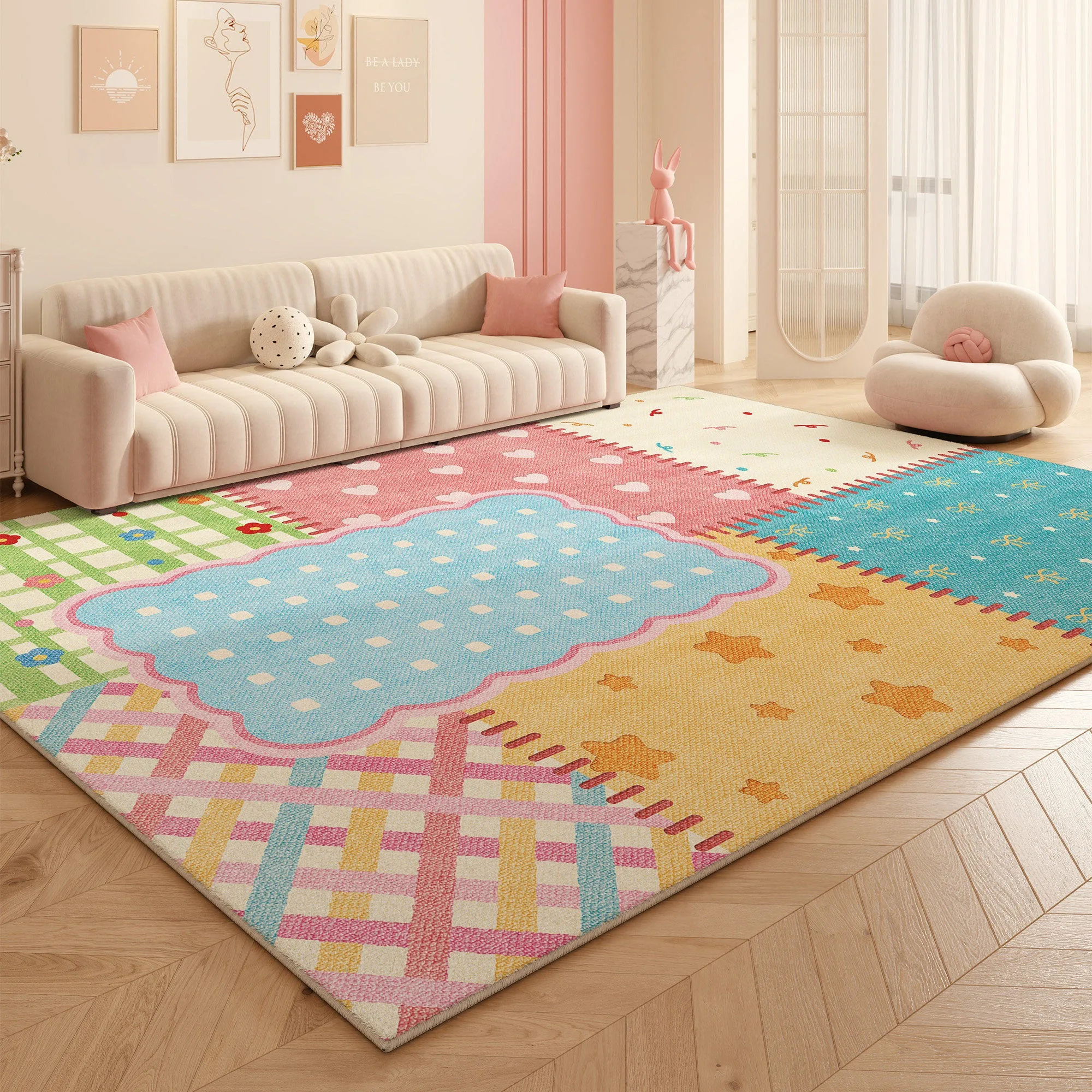 Bauhaus Dopamine Rugs for Living Room Large Area Carpets Soft Short Plush Bedroom Floor Mats Cloakroom Mat Ковер В Гостиную 거실러그