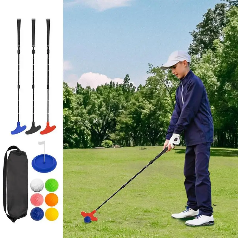 Golf Putter Set Portable Mini Golf Equipment Practice Kit 3-Section Combo Rod with 6 Practice Golf Balls for Golf Trainer Kit