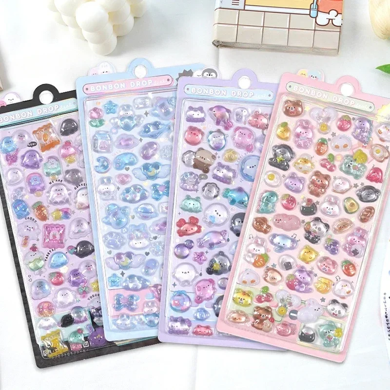 Creative Drop 3D Relief Stickers Candy Ghost Rabbit DIY Scrapbooking Stationery Sticker Diary Decor Cute Stickers Art Supplies