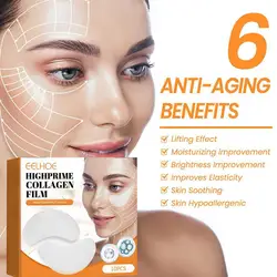 5Pair Highprime Collagen Film Korea Collagen Soluble Patches Film Anti Aging Eye Mask Wrinkles Remover Moisturizing Face Lifting