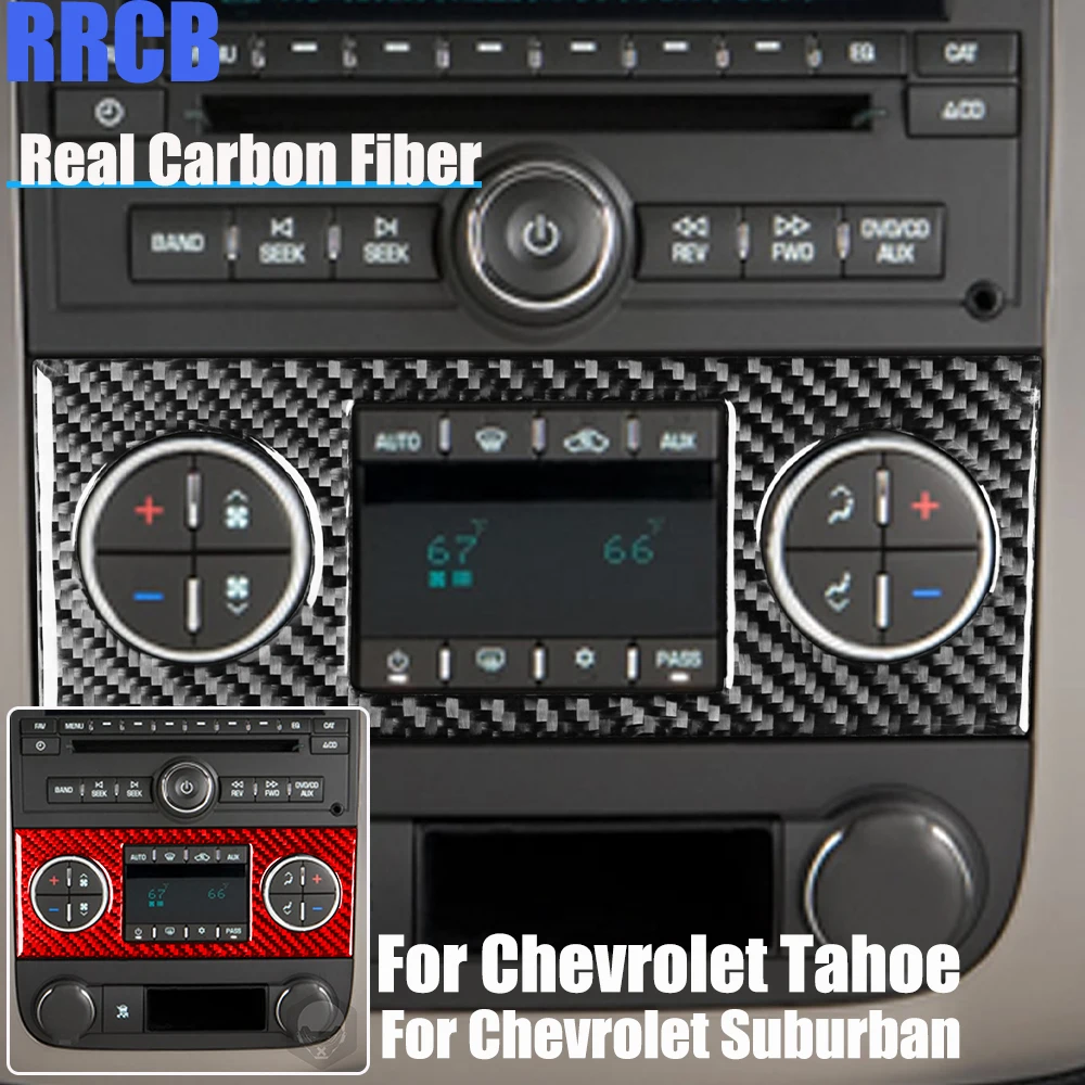 

Real Carbon Fiber Car Accessories Climate Control Decorative Trim Soft Cover Sticker For Chevrolet Tahoe/Suburban 2007-2014