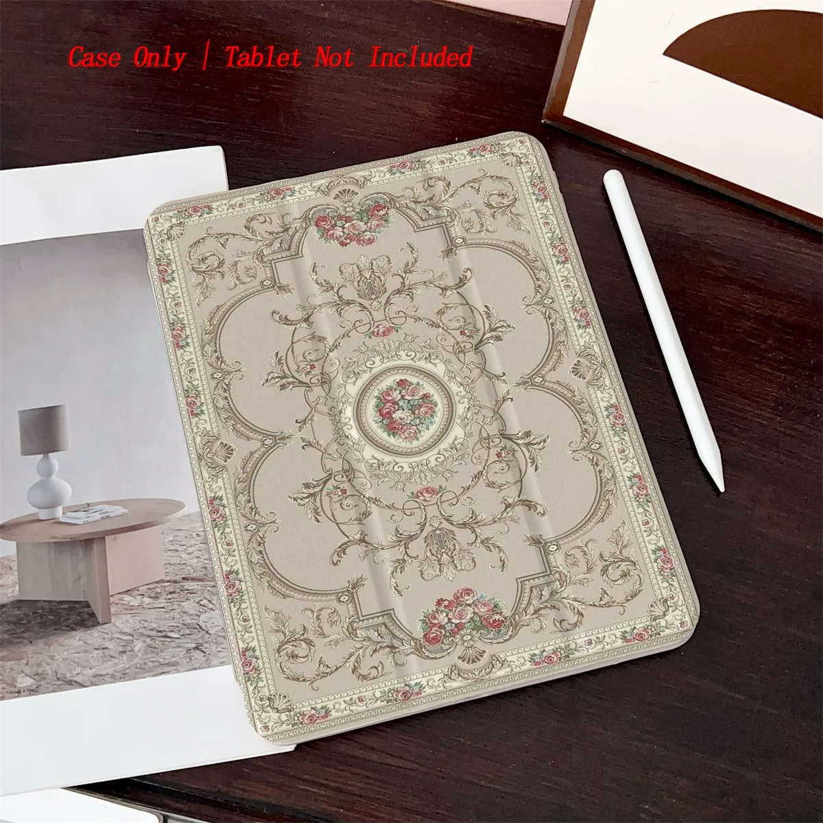 3-Fold Stand iPad Case with Retro Pattern Print for Pro 12.9/11/Air 10.9/iPad 10.2/Mini 6, Shockproof Wear-Resistant