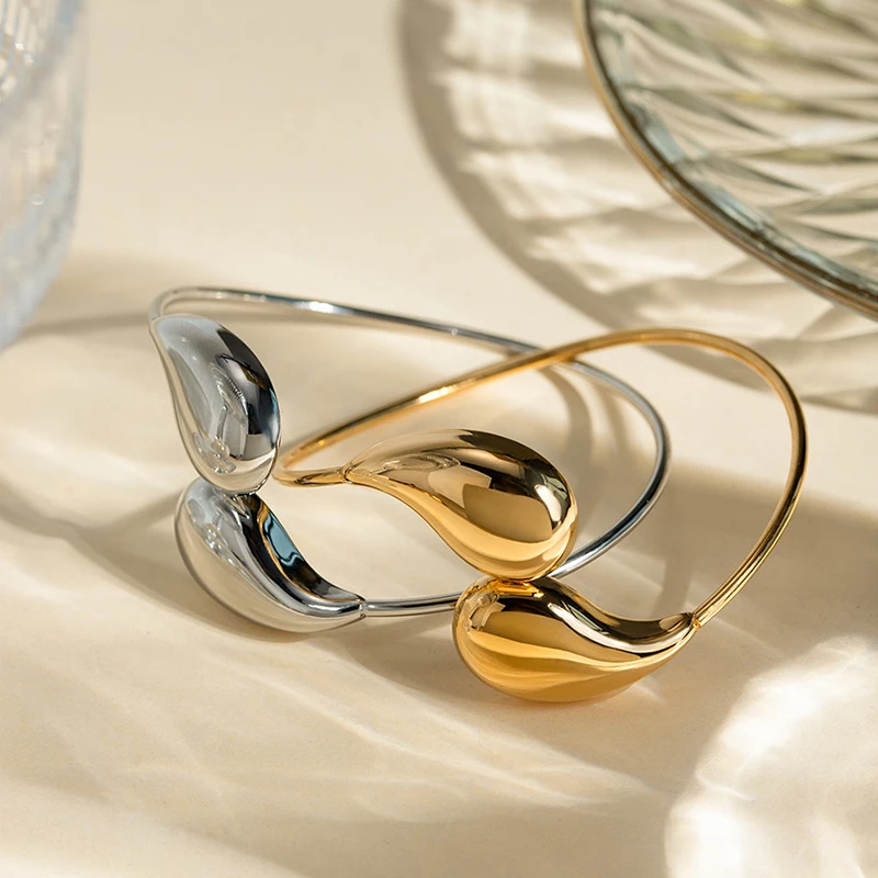 PRISCA | Stainless Steel Waterdrop Bracelet Women Simple Trendy Jewelry 18k Gold Hot Sale Wholesale