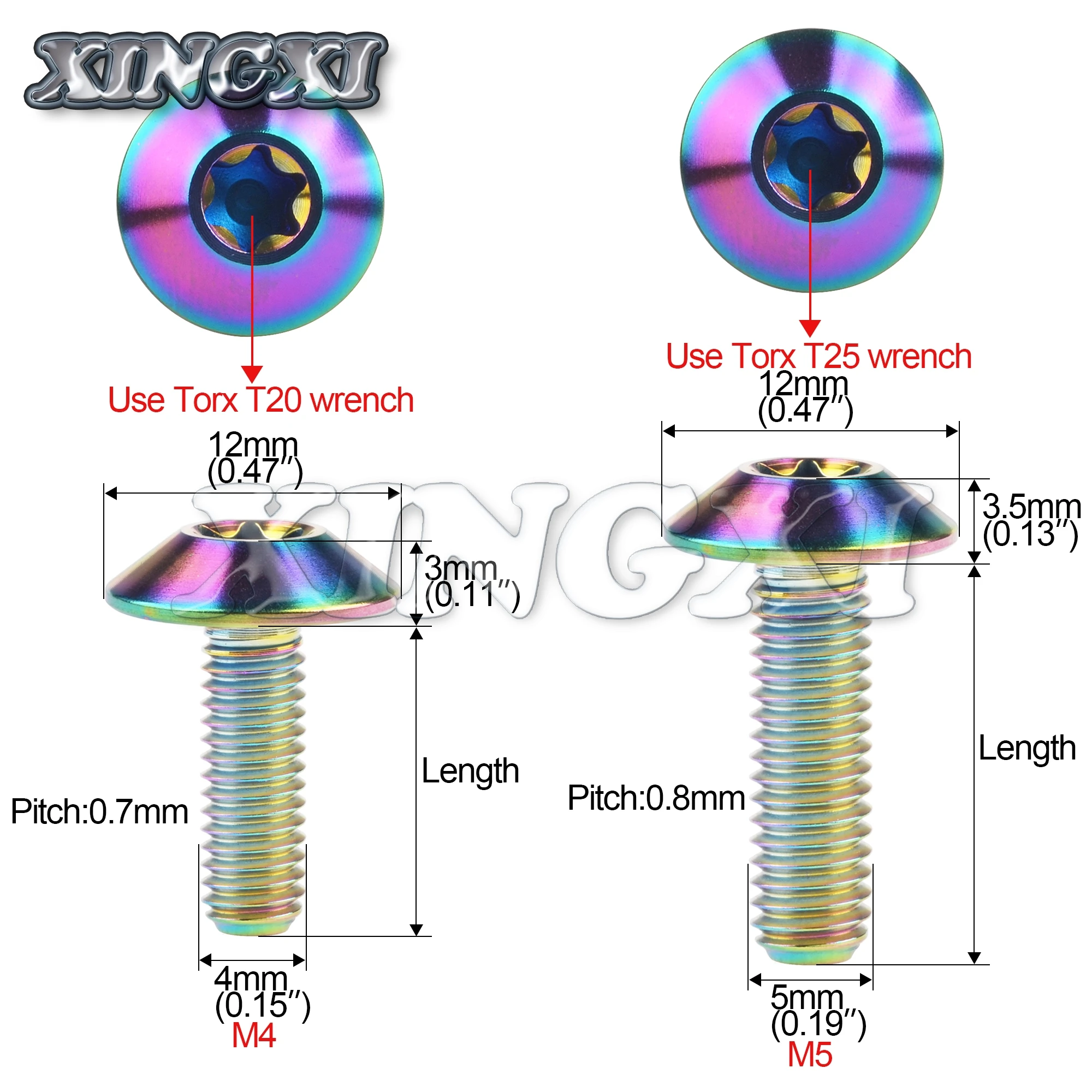 Xingxi Titanium Ti Bolt M4/M5/M6x10 12 15 20 25mm Umbrella Head Inner Plum Screw for Motorcycle Bike Fasteners