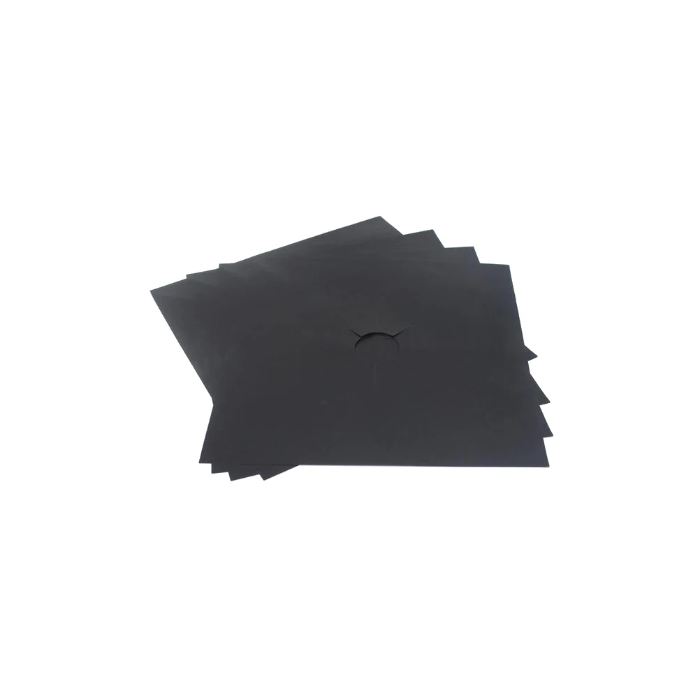 

4pcs Gas Range Protector Black Stove Burner Covers Non-Stick Reusable Heat Resistant 260°C Dishwasher Safe Flame Proof Hob