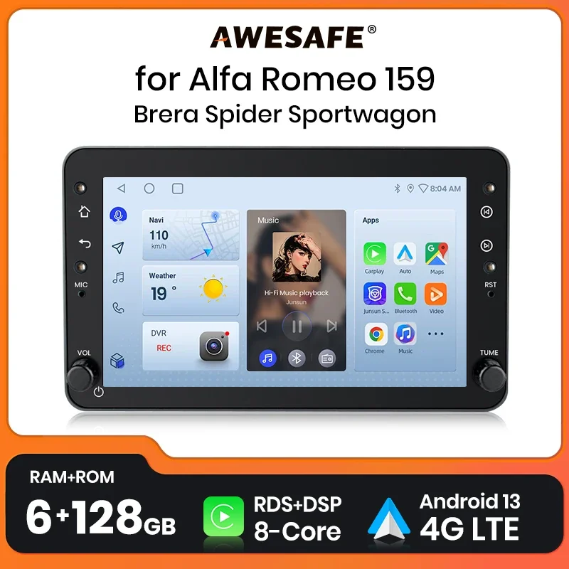 AWESAFE Autoradio Per Alfa Romeo Brera Spider 159 Sportwagon wireless CarPlay Android Auto auto sistemi intelligenti No 2 din DVD