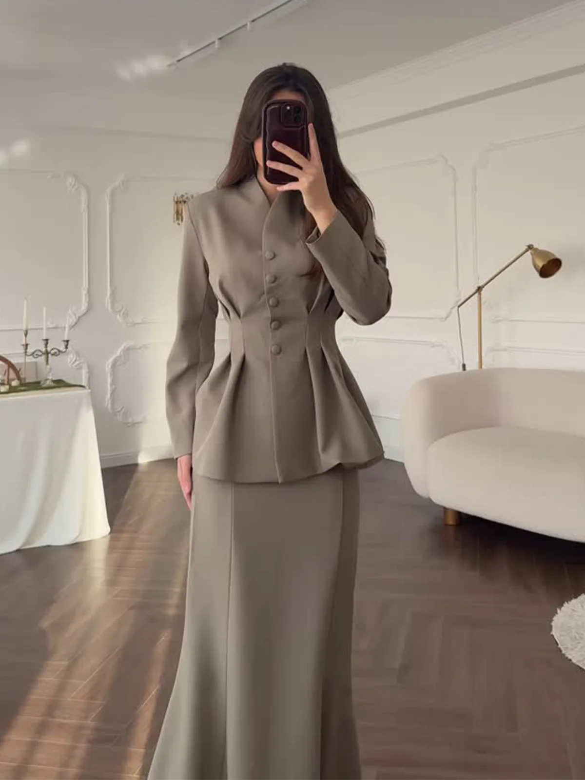 20525 vestidos femininos terno cor sólida manga longa elegante vestido de festa à noite conjunto cor sólida manga longa feminino topos