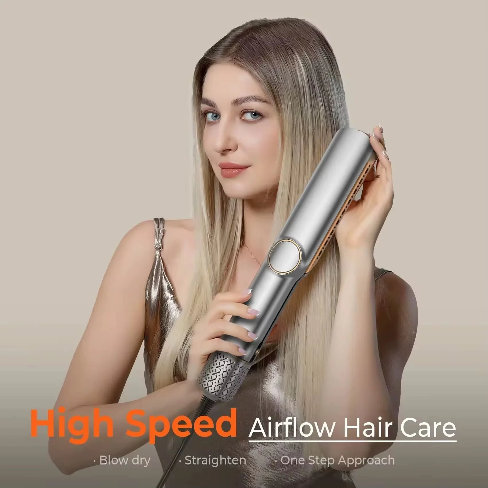 1300W High-Speed BLDC Hot Air Styler, LED Display, Wet & Dry Electric Hair Straightener, Smooth Styling Tool