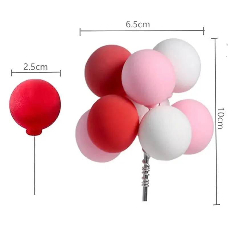 5/8Pcs Balloon Cake Topper Colorful Clay Ball Plugin For Cupcake Dessert Birthday Party Baby Shower Decoration Baking Supplies