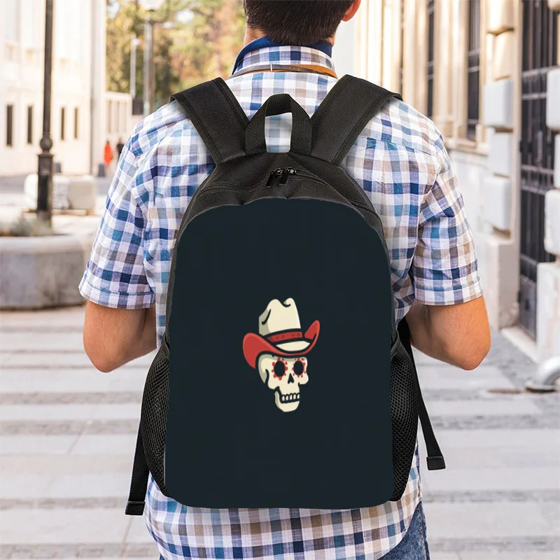 

Gothic Cowboy Skull and Cowboy Hat Backpack - Heavy Duty Zip Closure, Adjustable Strap, Durable Student Bags Suitable