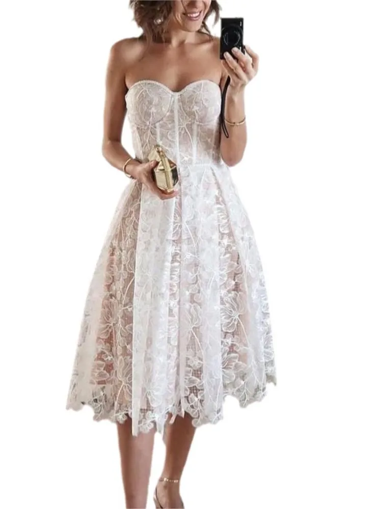 فستان سهرة نسائي موضة مثير شفاف من خلال الدانتيل والتطريز صديرية دائرية فساتين مزاجه الاجتماعي مأدبة حفلة موسيقية Vestidos 2025