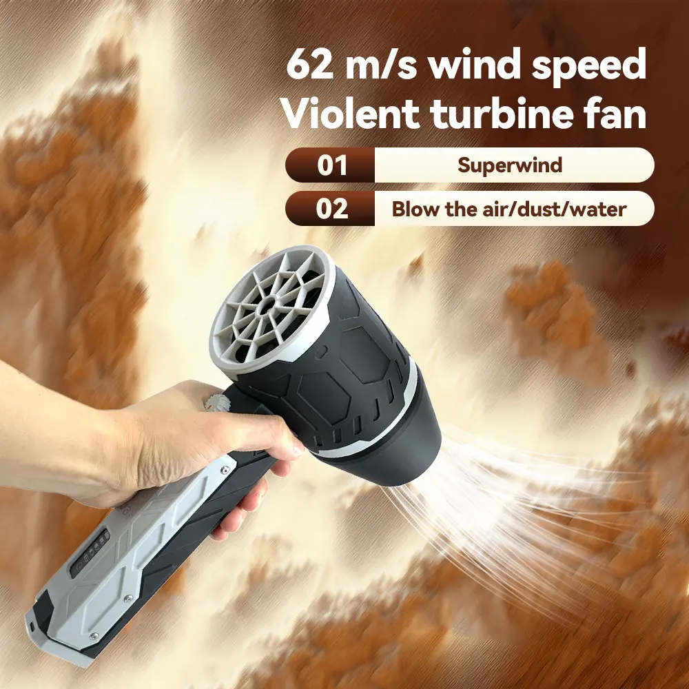 Imagem -04 - Ventilador Turbo Jet Portátil Poderoso Ventilador de ar Violento do Carro Ventilador de pó Industrial Alta Velocidade Empurração 8000mah 64 mm 1000g