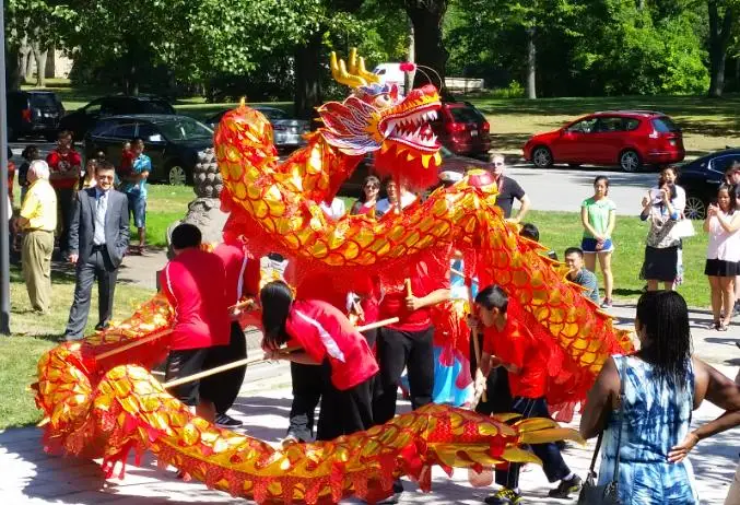 59ft 18m length Dragon Dance 10 Players Adults, Golden Plated  Size 4 Playground Artist Party Chinese Festival Game Folk Stage