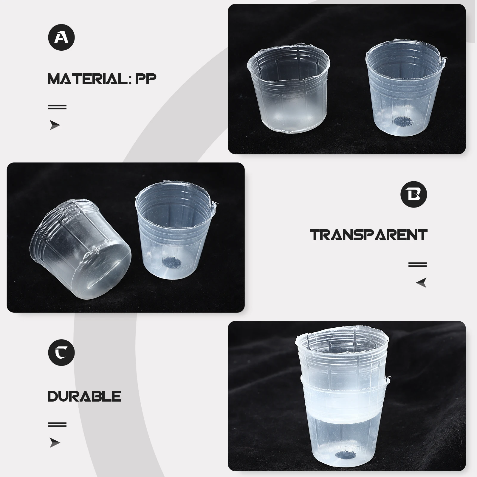 

50Set Durable Plant Nursery Cups Lightweight Plastic Flower Nursery Pots Seedling Growth Cups with Lid for Garden Plant