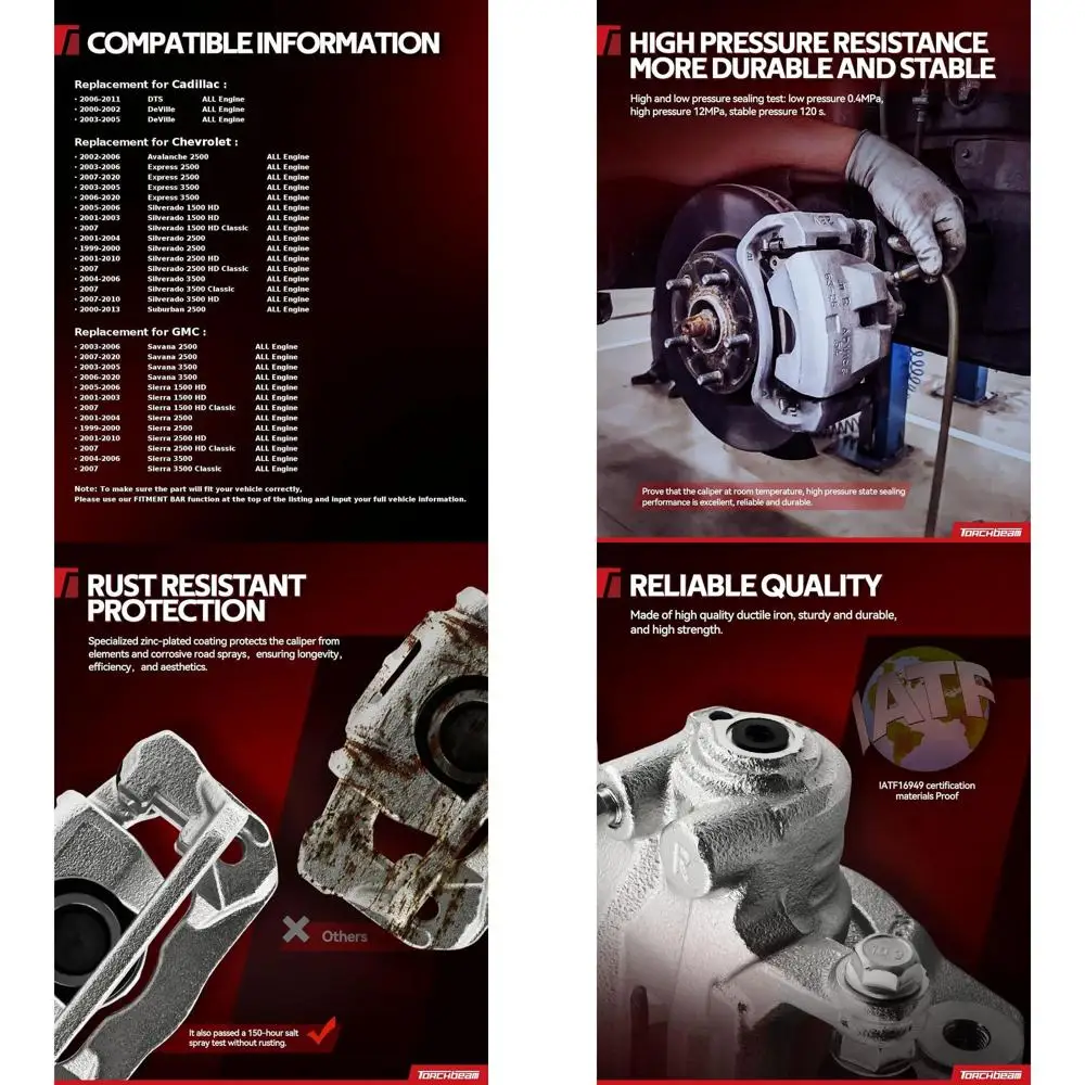 

Torchbeam Front Brake Calipers Set for Chevrolet 2001-2010 Silverado 2500 HD, Chevrolet 2003-2020 Express 2500, Front Left and F