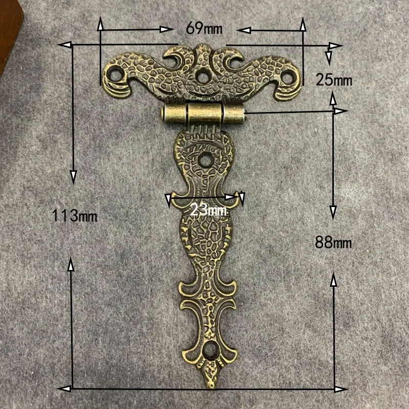 2pcs Cabinet Door Butt Hinges Vintage Brass Plated Large Hinge Big Decorative Jewelry Wooden Box Furniture Fittings 113*69mm