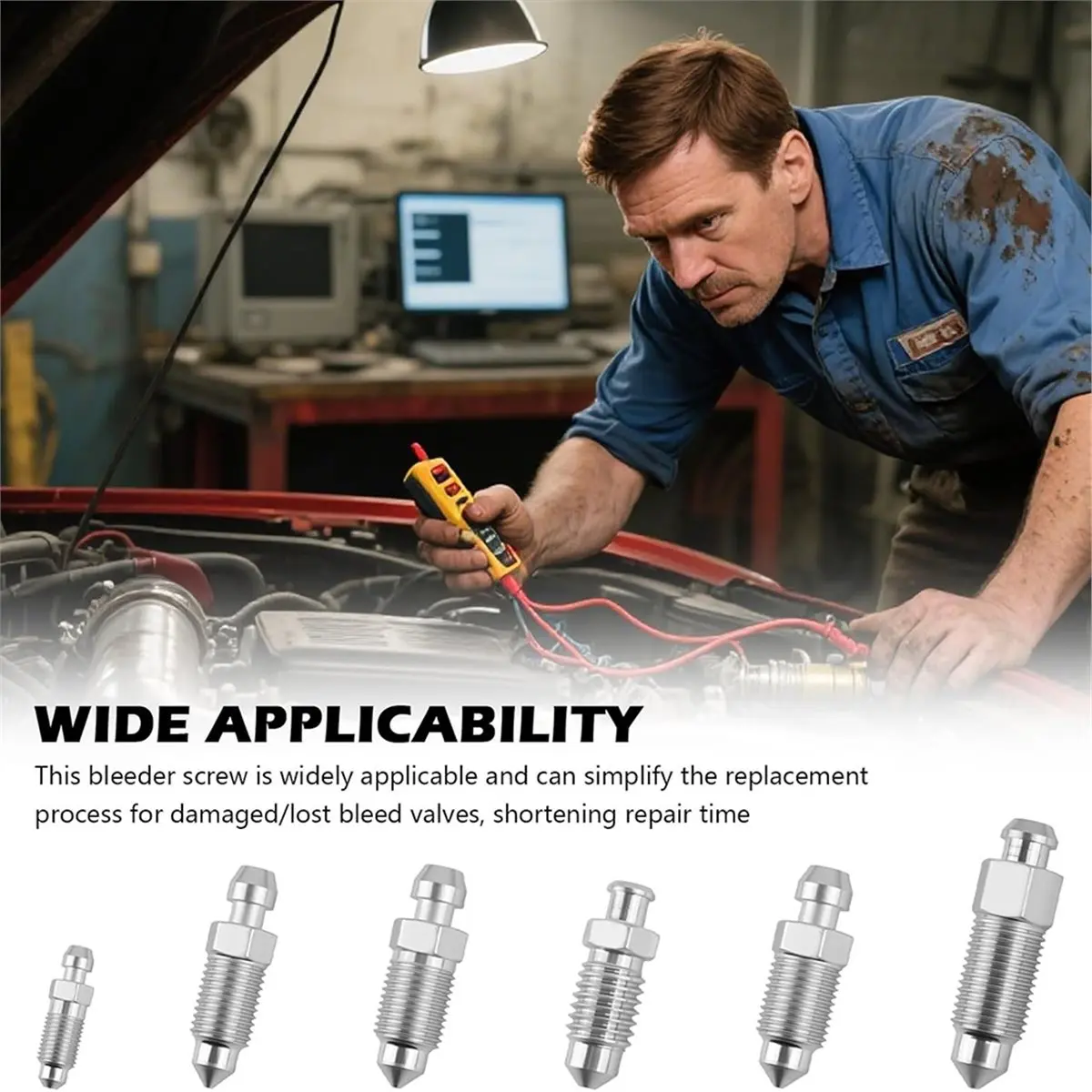 Multi-use Gear 36PCS Brake Bleeder Kit with Dust Cap,Multi-Size SAE & Metric Brake Bleeder Valve Kit Replacement H9403-6 H9410-6