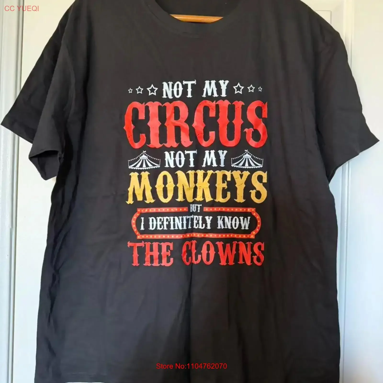 Not My Circus Monkeys Funny T Shirt Sarcastic long or short sleeves vintage Washed Soft Top For Everyday Wear Stylish