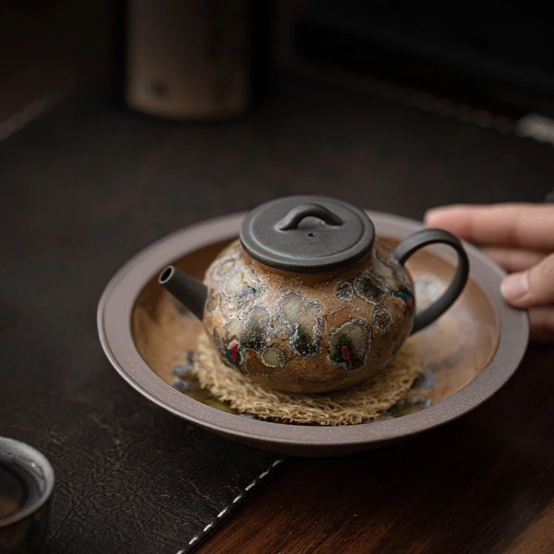 Ceramic Teapot Lid Bowl and Pot with Kiln Turned Beeswax Glaze Featuring Retro and Creative Ceramic Home Drinking Utensils
