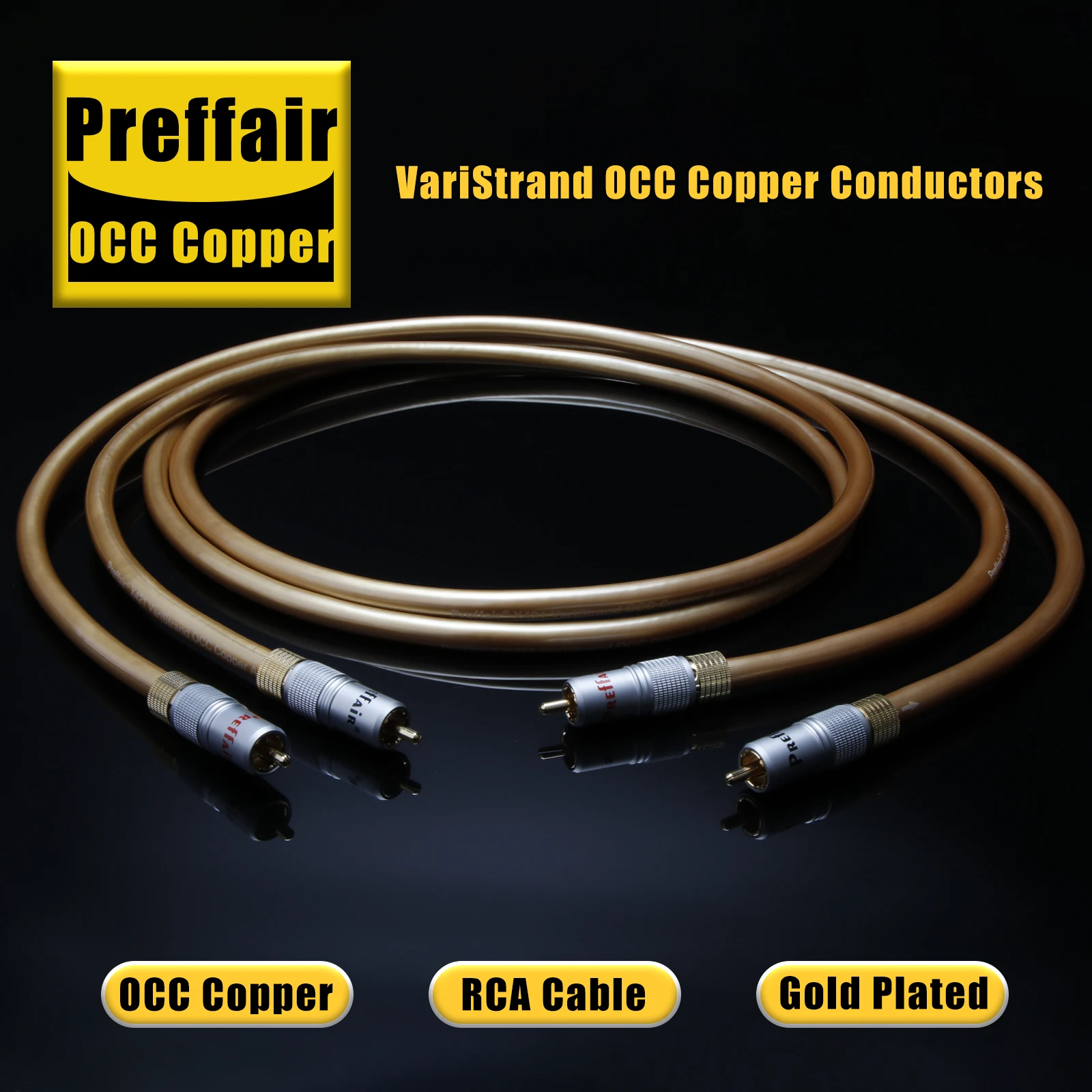 

Кабель Preffair Varitrand OCC Copper Hi-Fi RCA с позолоченными RCA-разъемами, аудиокабель для удлинения