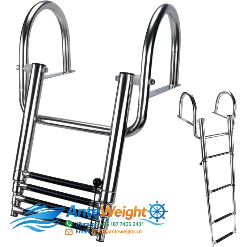 Marine Yacht Boat Stainless Steel Ladder Replacement/Repair 2-4 Steps Folding Telescoping High Mirror Polish
