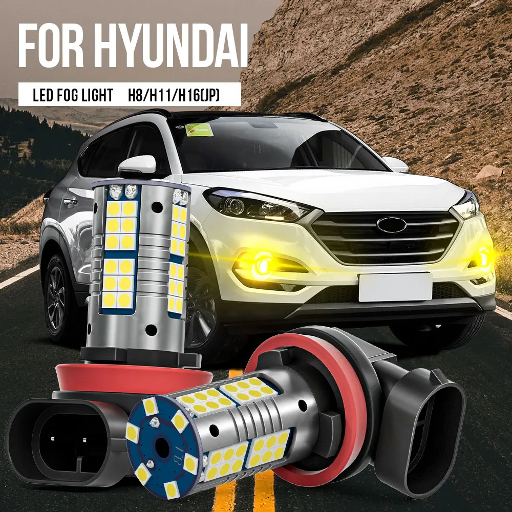 2pcs H8 H11 H16 LED Fog Light Lamp Blub Canbus For Hyundai Creta Genesis Grandeur i20 i30 i40 ix35 Kona Santa Fe Sonata Tucson