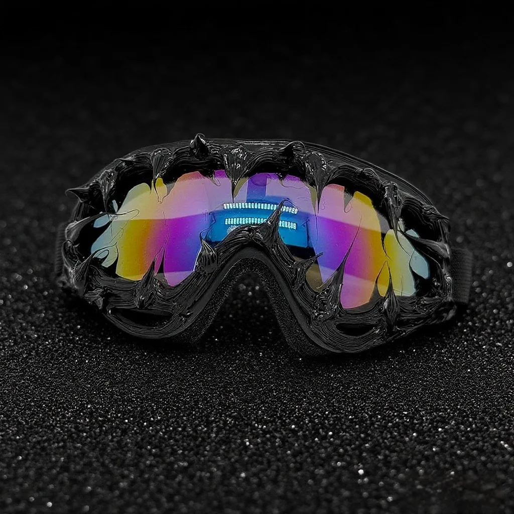 

Avant-garde Punk Style Handmade Spike Drip Glue Cool Goggles Sunglasses for Party Men Women Windproof Riding Techwear Sunglasses