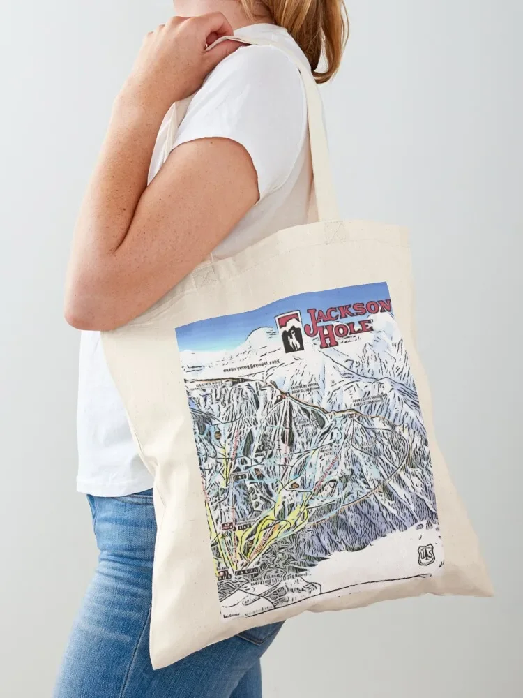 Jackson Hole Map Tote Bag Canvas bag Portable shopping bag tote woman