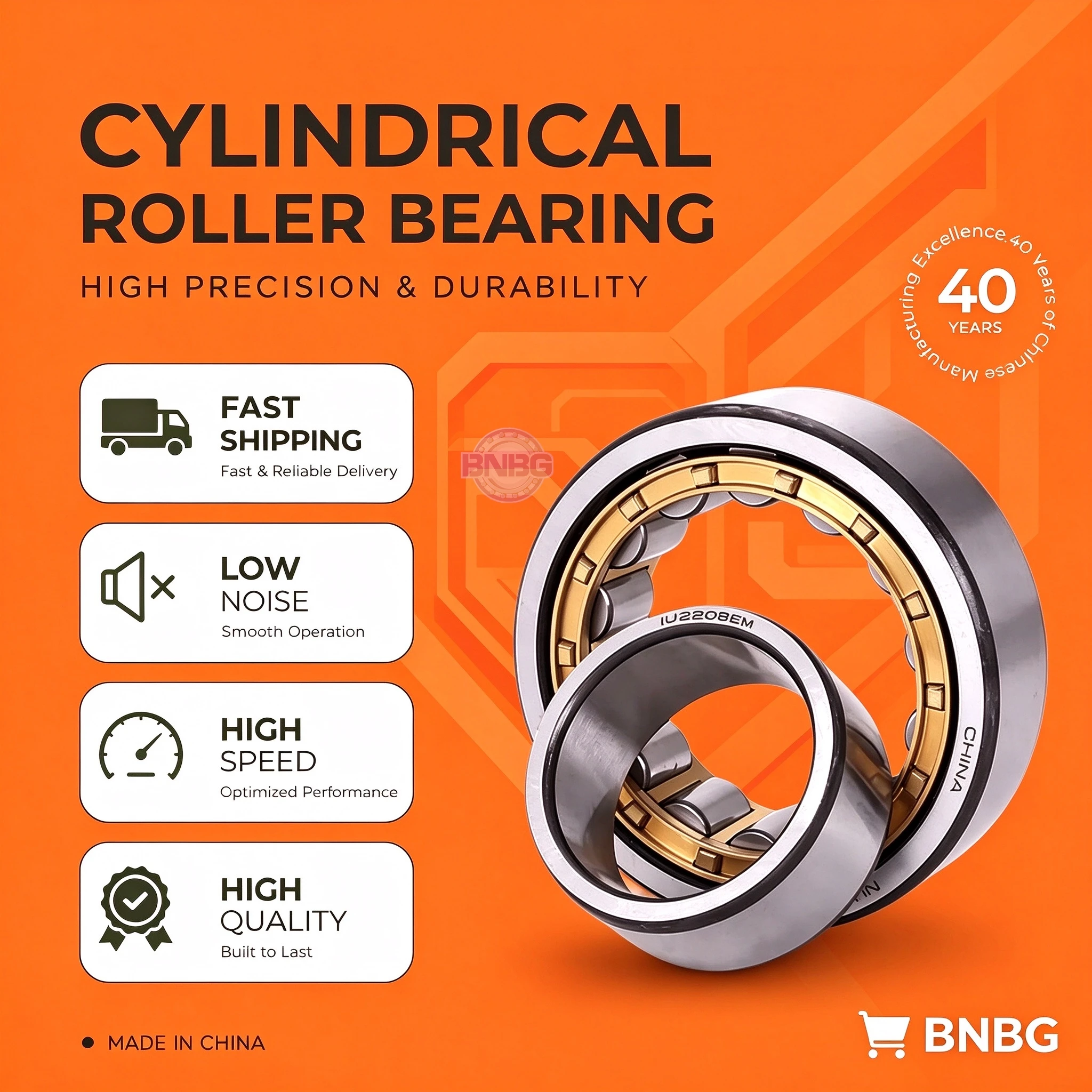Cylindrical Roller Bearing NU1022 1024 1026 1028 1030 1032 1034 1036 1038 1040 1044 1048 1052 1056 1060 EM P5 Standard Grade