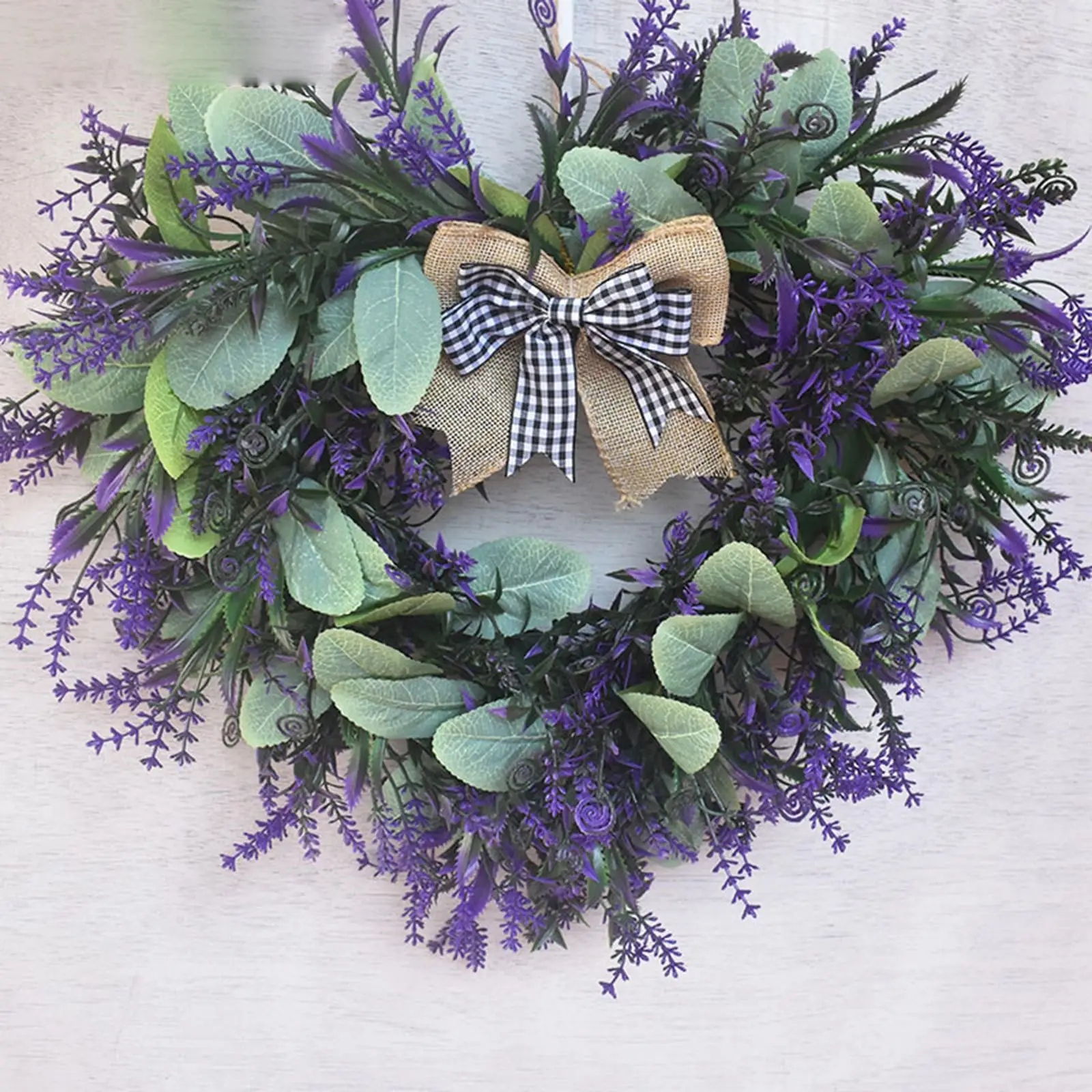 

Artificial Lavender Wreath Hanging Ornament, Romantic Front Door Wall Hanging Art Farmhouse Room Decorations